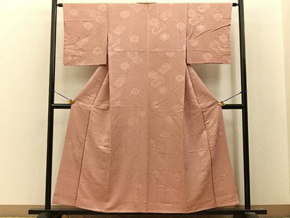 平和屋着物■上質な色無地　亀甲花地紋　深支子色　正絹　逸品　未使用　BAAY8379hj