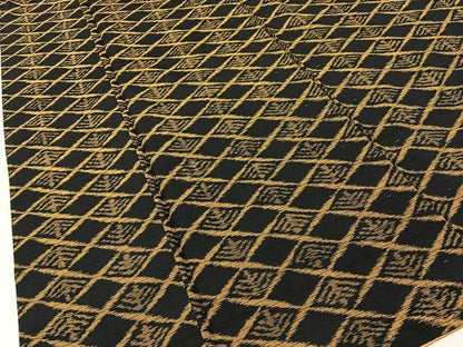 平和屋着物■上質な紬　菱松葉　黒地　正絹　逸品　BAAY8383hj