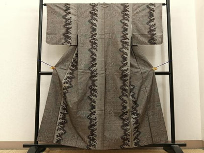 平和屋着物■本場大島紬　9マルキ　立波文　正絹　逸品　BAAY8387hj