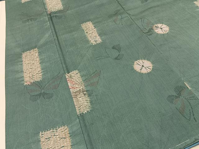 平和屋着物■上質な紬　杢目絞り　舞蝶文　正絹　逸品　未使用　BAAY8388hj