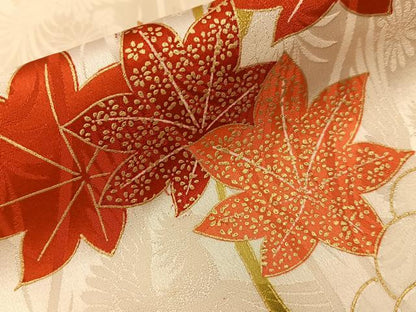 平和屋着物■豪華振袖　駒刺繍　雪芝菊文　金彩　正絹　逸品　BAAY8390hj