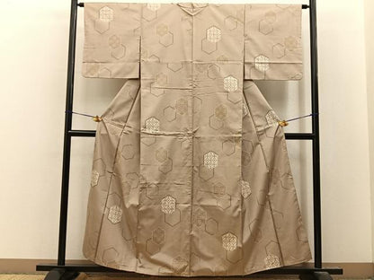 平和屋着物■上質な紬　亀甲七宝文　正絹　逸品　BAAY8391hj
