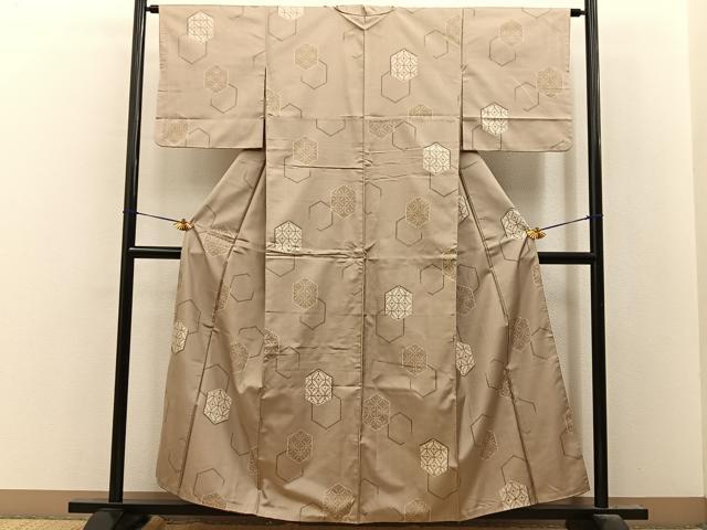 平和屋着物■上質な紬　亀甲七宝文　正絹　逸品　BAAY8391hj