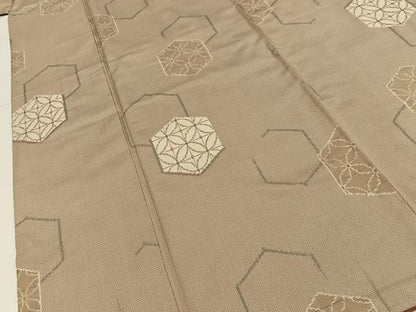 平和屋着物■上質な紬　亀甲七宝文　正絹　逸品　BAAY8391hj