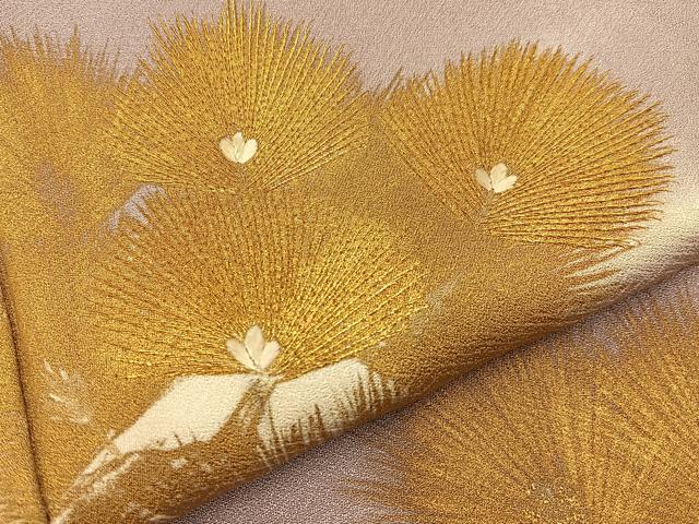 平和屋着物■訪問着　刺繍　松　金彩　正絹　逸品　BAAY8392hj