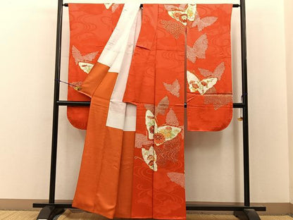 平和屋着物■豪華振袖　絞り　駒刺繍　花蝶文　金彩　正絹　逸品　BAAY8397hj