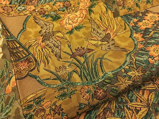 平和屋着物■上質な小紋　花鳥絵皿文　正絹　逸品　BAAY8398hj