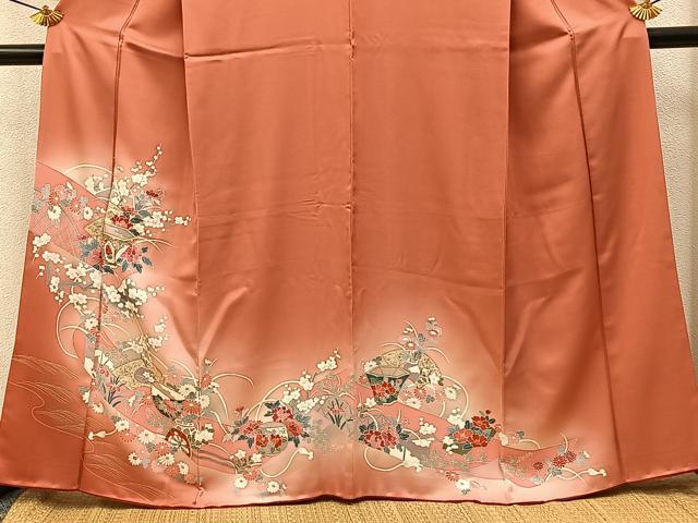 平和屋着物■訪問着　陶器花文　暈し染め　金銀彩　正絹　逸品　BAAY8405hj