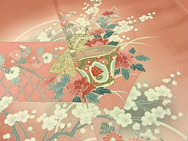 平和屋着物■訪問着　陶器花文　暈し染め　金銀彩　正絹　逸品　BAAY8405hj