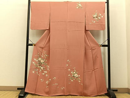 平和屋着物●訪問着　友禅　作家物　白椿　正絹　逸品　BAAY8406hj