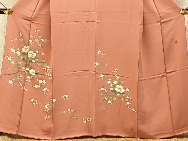 平和屋着物●訪問着　友禅　作家物　白椿　正絹　逸品　BAAY8406hj