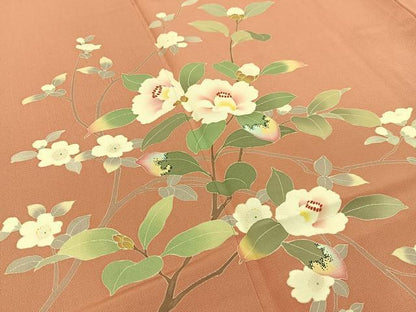 平和屋着物●訪問着　友禅　作家物　白椿　正絹　逸品　BAAY8406hj