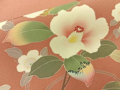 平和屋着物●訪問着　友禅　作家物　白椿　正絹　逸品　BAAY8406hj