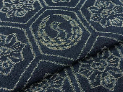 平和屋着物●弓浜絣　飛鶴亀甲松文　綿　逸品　BAAY8414hj