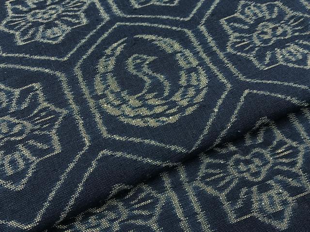 平和屋着物●弓浜絣　飛鶴亀甲松文　綿　逸品　BAAY8414hj