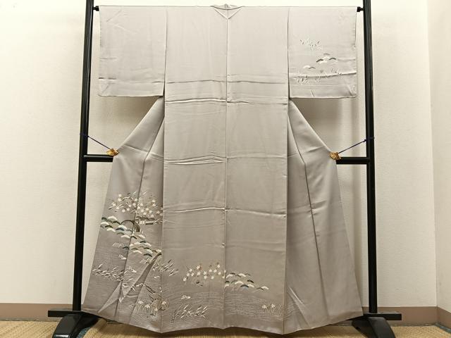 平和屋着物■訪問着　流水風景花文　正絹　逸品　BAAY8416hj