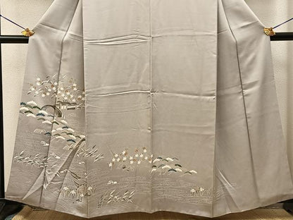 平和屋着物■訪問着　流水風景花文　正絹　逸品　BAAY8416hj