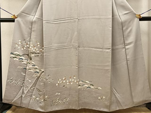 平和屋着物■訪問着　流水風景花文　正絹　逸品　BAAY8416hj