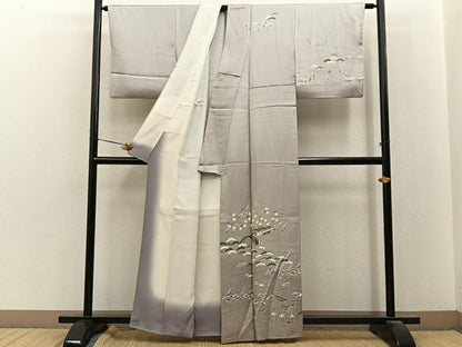 平和屋着物■訪問着　流水風景花文　正絹　逸品　BAAY8416hj