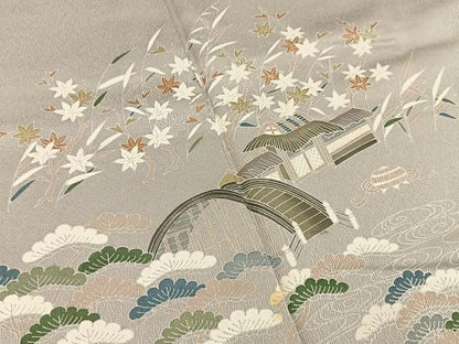 平和屋着物■訪問着　流水風景花文　正絹　逸品　BAAY8416hj