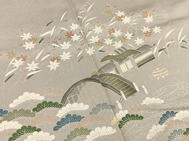 平和屋着物■訪問着　流水風景花文　正絹　逸品　BAAY8416hj