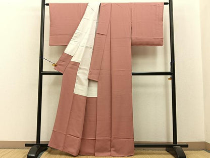 平和屋着物●上質な色無地　退紅色　正絹　逸品　BAAY8421hj