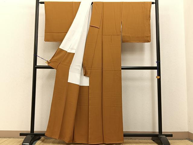 平和屋着物●本草木染作家　瑞寶　色無地　土色　正絹　逸品　未使用　BAAY8422hj