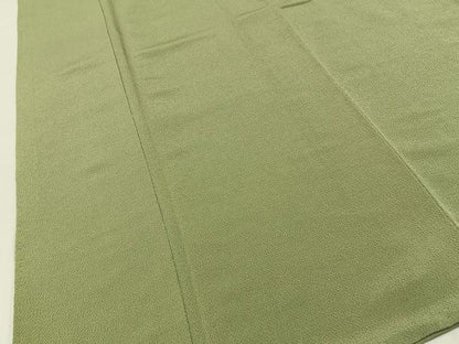 平和屋着物●上質な色無地　若葉色　鬼しぼ縮緬　正絹　逸品　BAAY8424hj