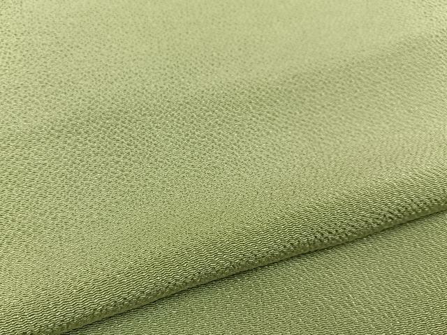 平和屋着物●上質な色無地　若葉色　鬼しぼ縮緬　正絹　逸品　BAAY8424hj