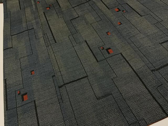 平和屋着物■上質な紬　幾何学文様　正絹　逸品　BAAY8433hj