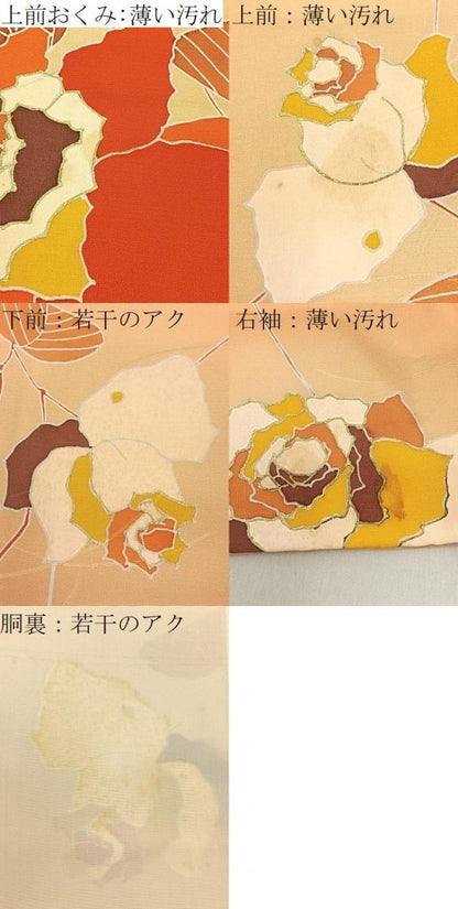 平和屋着物■上質な小紋　薔薇　暈し染め　金彩　正絹　逸品　BAAY8438hj