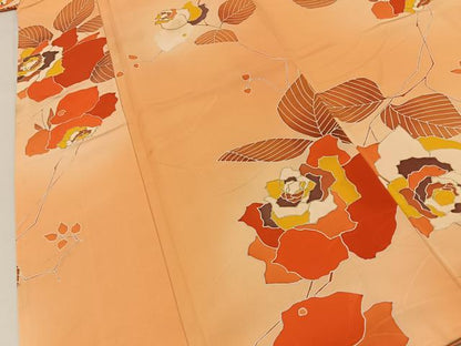 平和屋着物■上質な小紋　薔薇　暈し染め　金彩　正絹　逸品　BAAY8438hj