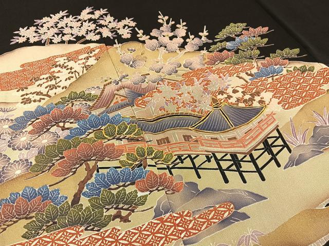 平和屋着物■豪華黒留袖　駒刺繍　茶屋辻　金彩　正絹　逸品　BAAY8446hj