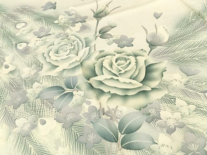 平和屋着物■訪問着　孔雀羽花文　暈し染め　銀彩　正絹　逸品　BAAY8450hj