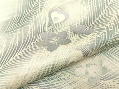 平和屋着物■訪問着　孔雀羽花文　暈し染め　銀彩　正絹　逸品　BAAY8450hj