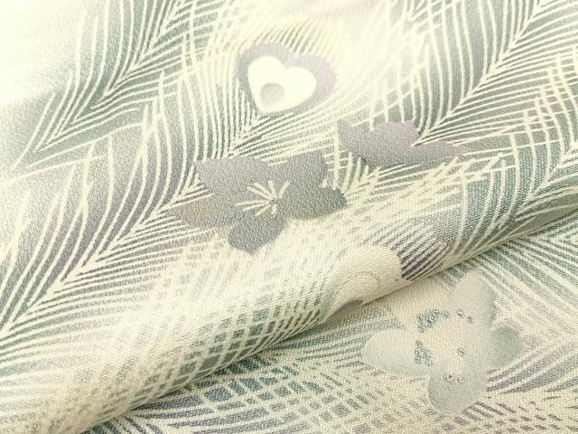 平和屋着物■訪問着　孔雀羽花文　暈し染め　銀彩　正絹　逸品　BAAY8450hj