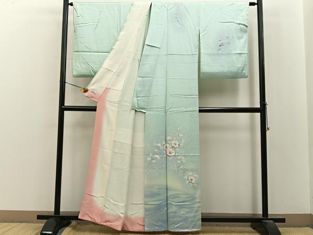 平和屋着物■訪問着　枝花文　暈し染め　ラインストーン　やまと誂製　正絹　逸品　BAAY8459hj