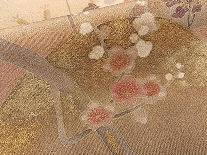 平和屋着物■訪問着　群鶴遠山花文　暈し染め　金彩　正絹　逸品　BAAY8461hj