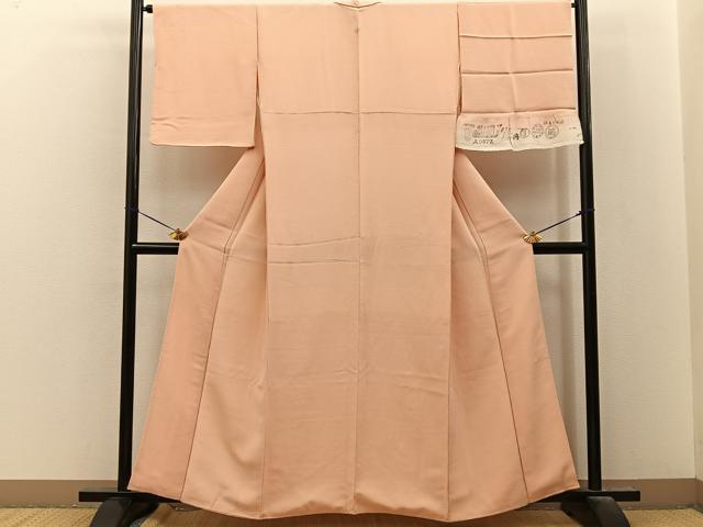 平和屋着物●上質な色無地　雄黄色　鬼しぼ縮緬　反端付き　正絹　逸品　BAAY8471hj