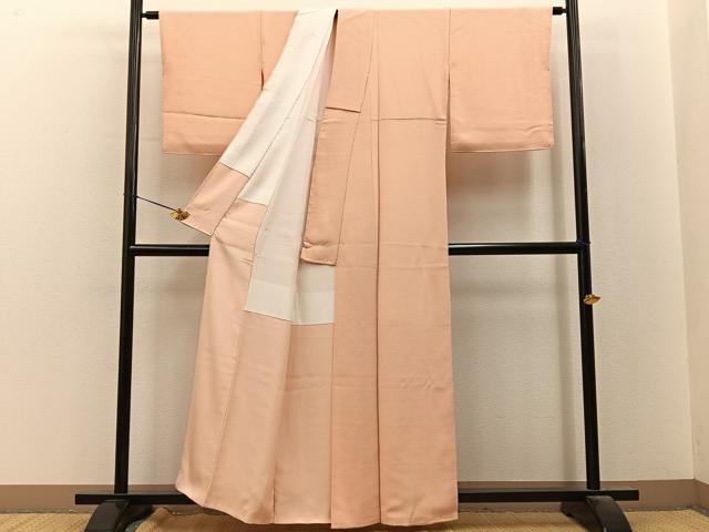 平和屋着物●上質な色無地　雄黄色　鬼しぼ縮緬　反端付き　正絹　逸品　BAAY8471hj