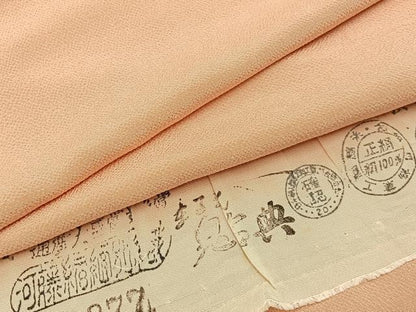 平和屋着物●上質な色無地　雄黄色　鬼しぼ縮緬　反端付き　正絹　逸品　BAAY8471hj