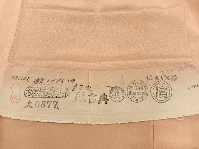 平和屋着物●上質な色無地　雄黄色　鬼しぼ縮緬　反端付き　正絹　逸品　BAAY8471hj