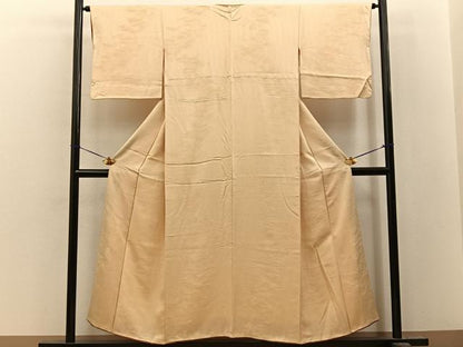 平和屋着物■上質な色無地　立波地紋　蜂蜜色　正絹　逸品　BAAY8475hj
