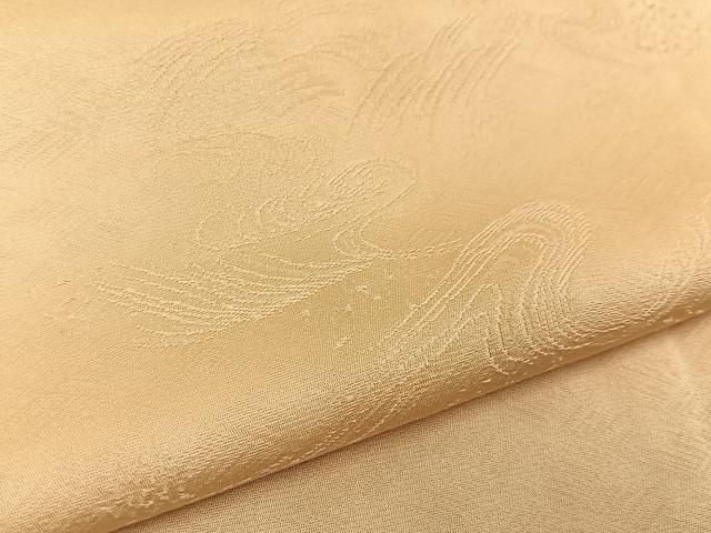 平和屋着物■上質な色無地　立波地紋　蜂蜜色　正絹　逸品　BAAY8475hj