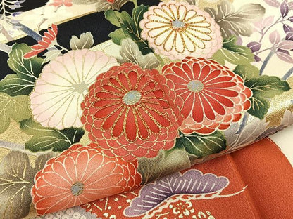 平和屋着物■豪華振袖　駒刺繍　雪輪花鳥文　暈し染め　金彩　正絹　逸品　BAAY8481hj