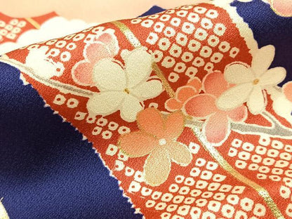 平和屋着物■豪華振袖　駒刺繍　雪輪花鳥文　暈し染め　金彩　正絹　逸品　BAAY8481hj