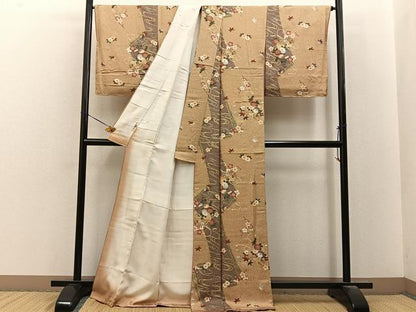 平和屋着物■上質な小紋　鼓花文　金彩　正絹　逸品　BAAY8482hj