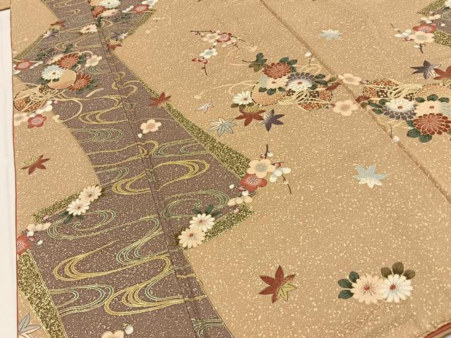 平和屋着物■上質な小紋　鼓花文　金彩　正絹　逸品　BAAY8482hj
