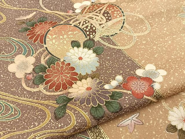 平和屋着物■上質な小紋　鼓花文　金彩　正絹　逸品　BAAY8482hj