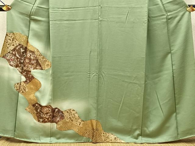 平和屋着物●訪問着　花鳥文　暈し染め　金銀彩　正絹　逸品　BAAY8485hj